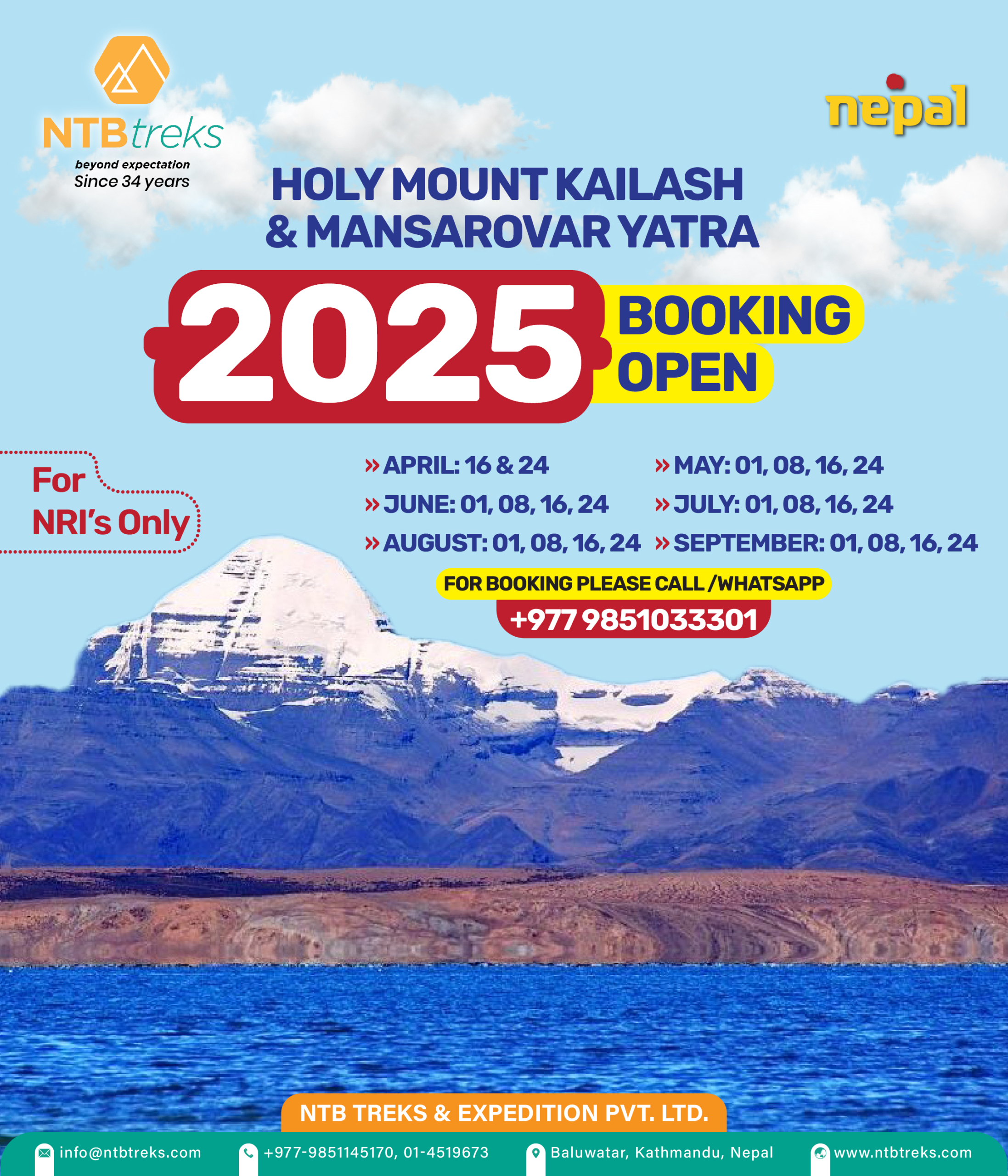 Mount Kailash Yatra Fixed Departure 2025 Bookings Now Open - NTB Treks